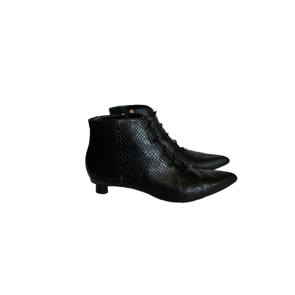 TIBI ASHER BOOTIE BLACK SNAKESKIN KITTEN HEEL‎ SIZE US 7.5/ EUR 38.5
